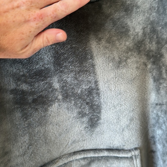 Gray Oversized Blanket Hoodie Sweatshirt Sherpa Fleece Long Sleeve - Picture 4 of 13